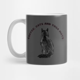 Coffee cats and yoga mats funny yoga and cat drawing Mug